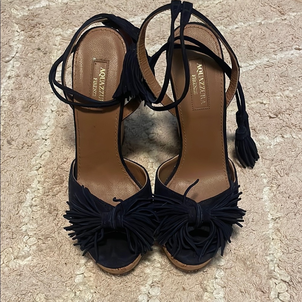 Aquazzura Blue Heels Elegant Strappy Design